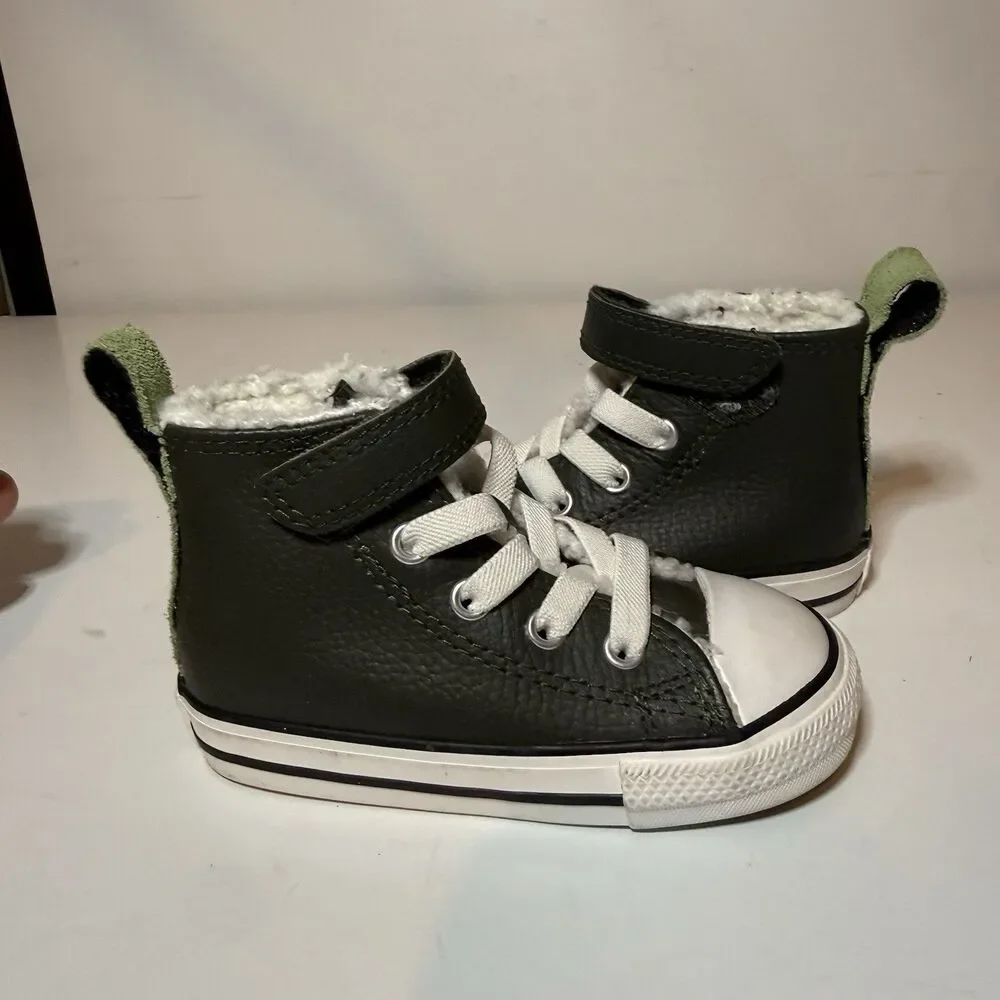 Converse Infant High Lifestyle Shoes Toddler Size 6 Green Leather A01473C